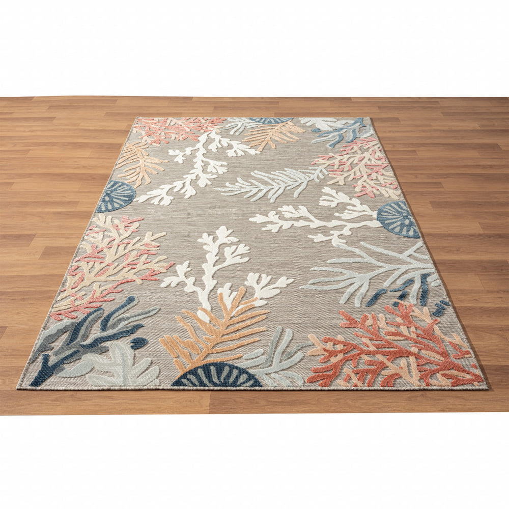Homeroots 8' X 10' Blue And Gray Abstract Stain Resistant Indoor Outdoor Area Rug  Polypropylene 483055