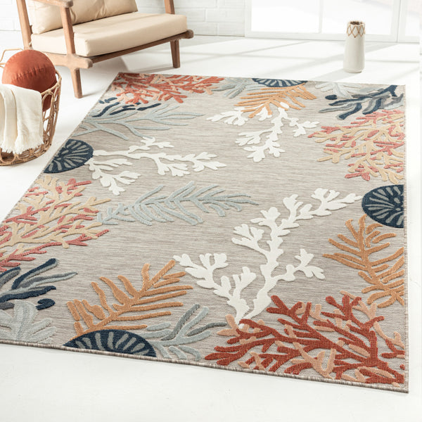 Homeroots 8' X 10' Blue And Gray Abstract Stain Resistant Indoor Outdoor Area Rug  Polypropylene 483055