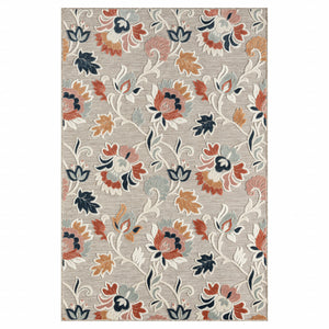 Homeroots 8' X 10' Blue And Gray Floral Stain Resistant Indoor Outdoor Area Rug  Polypropylene 483057