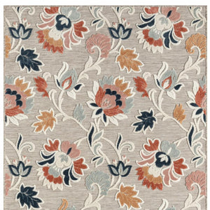 HomeRoots 8' X 10' Blue and Gray Floral Area Rug - Durable, Fade-Resistant for Indoor/Outdoor Use, Easy Care! 483057