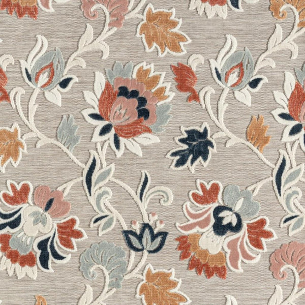 HomeRoots 8' X 10' Blue and Gray Floral Area Rug - Durable, Fade-Resistant for Indoor/Outdoor Use, Easy Care! 483057