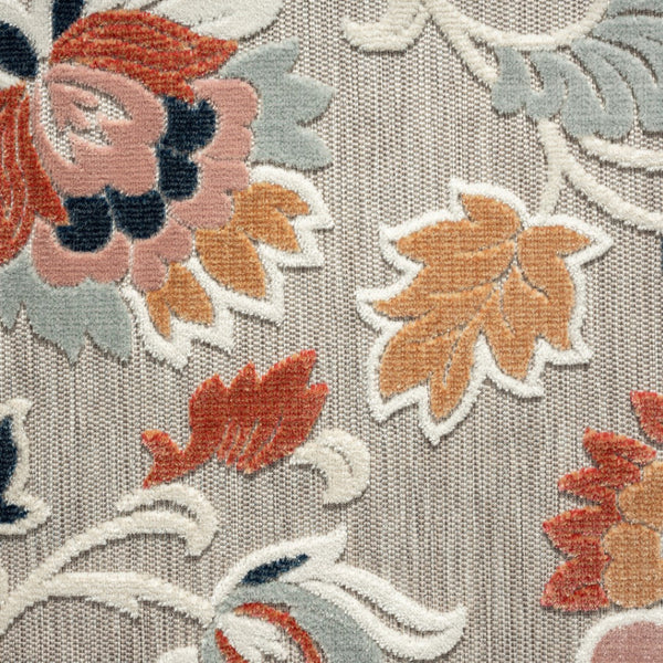 HomeRoots 8' X 10' Blue and Gray Floral Area Rug - Durable, Fade-Resistant for Indoor/Outdoor Use, Easy Care! 483057