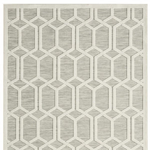 HomeRoots 8' x 10' Gray and Ivory Area Rug - Modern Geometric Design for Indoor and Outdoor Elegance & Durability 483061
