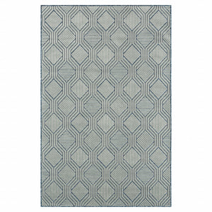 Homeroots 5' X 7' Light Blue And Navy Geometric Stain Resistant Area Rug  Polypropylene 483062
