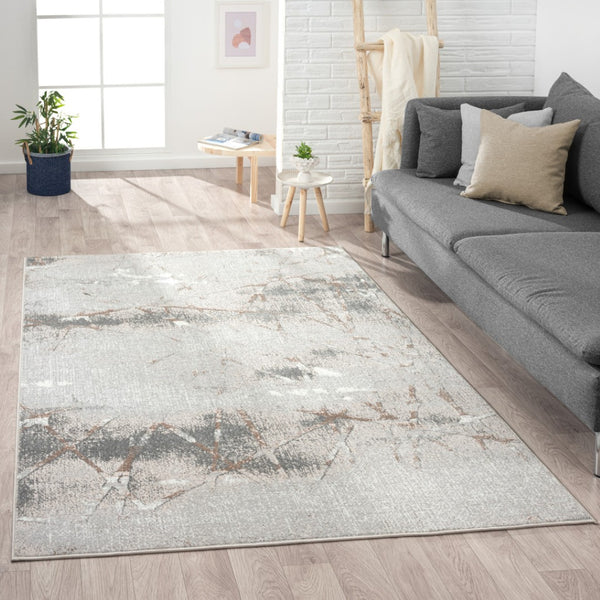 HomeRoots 5' Abstract Stain-Resistant Area Rug in Beige, Gray, and Brown for Contemporary Home Décor Solutions 5' X 7' 483066