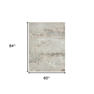HomeRoots 5' Abstract Stain-Resistant Area Rug in Beige, Gray, and Brown for Contemporary Home Décor Solutions 5' X 7' 483066