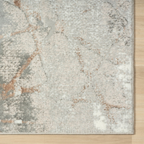 HomeRoots 5' Abstract Stain-Resistant Area Rug in Beige, Gray, and Brown for Contemporary Home Décor Solutions 7' X 9' 483067