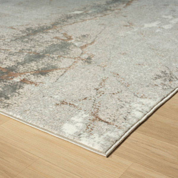 HomeRoots 5' Abstract Stain-Resistant Area Rug in Beige, Gray, and Brown for Contemporary Home Décor Solutions 7' X 9' 483067