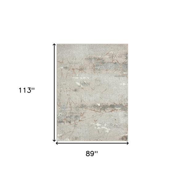 HomeRoots 5' Abstract Stain-Resistant Area Rug in Beige, Gray, and Brown for Contemporary Home Décor Solutions 7' X 9' 483067