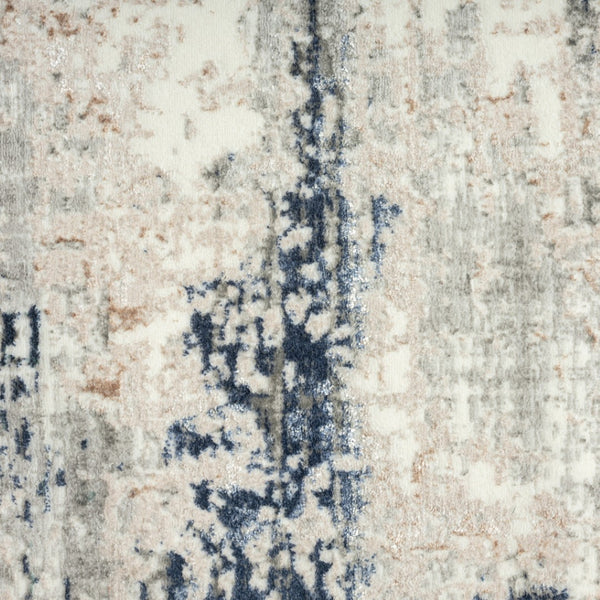 HomeRoots 5' Elegant Turkish Abstract Area Rug in Beige, Cream, Blue, and Gray – Stain Resistant for Modern Homes 5' X 7' 483068