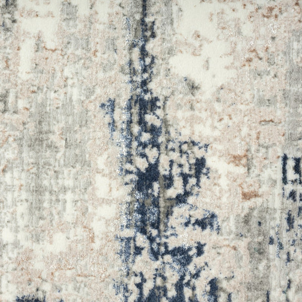 HomeRoots 5' Elegant Turkish Abstract Area Rug in Beige, Cream, Blue, and Gray – Stain Resistant for Modern Homes 5' X 7' 483068