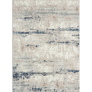 HomeRoots 5' Elegant Turkish Abstract Area Rug in Beige, Cream, Blue, and Gray – Stain Resistant for Modern Homes 5' X 7' 483068