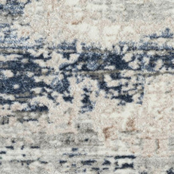 HomeRoots 5' Elegant Turkish Abstract Area Rug in Beige, Cream, Blue, and Gray – Stain Resistant for Modern Homes 5' X 7' 483068