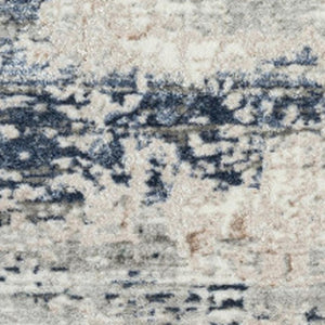 HomeRoots 5' Elegant Turkish Abstract Area Rug in Beige, Cream, Blue, and Gray – Stain Resistant for Modern Homes 5' X 7' 483068