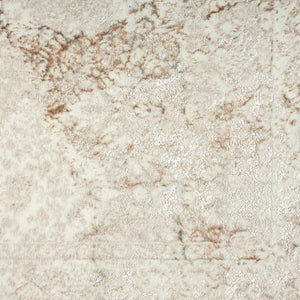 Homeroots 5' X 7' Beige Cream And Brown Damask Stain Resistant Area Rug  Polyester 483072