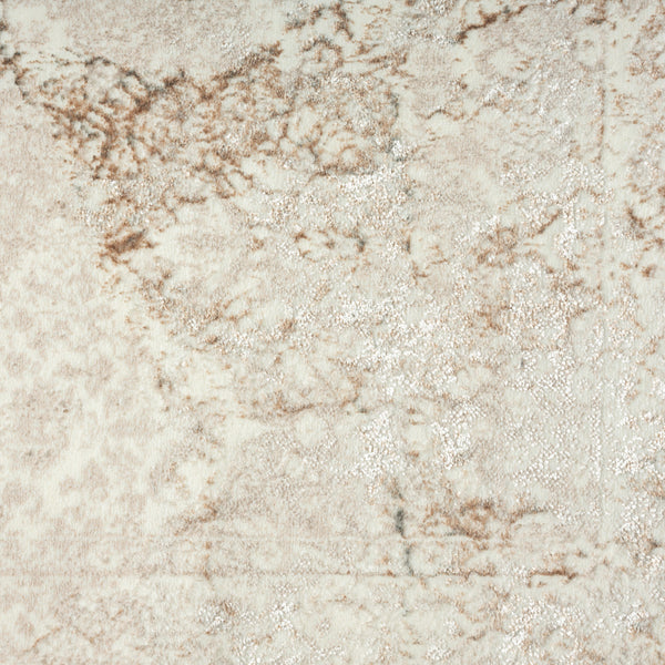 Homeroots 5' X 7' Beige Cream And Brown Damask Stain Resistant Area Rug  Polyester 483072