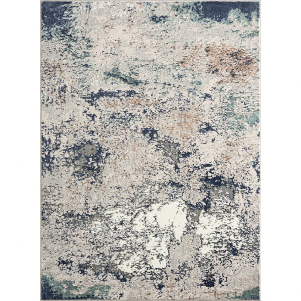 HomeRoots 7' Abstract Blue and Gray Stain Resistant Area Rug - Modern Design for Stylish, Easy Care Spaces 7' X 9' 483075