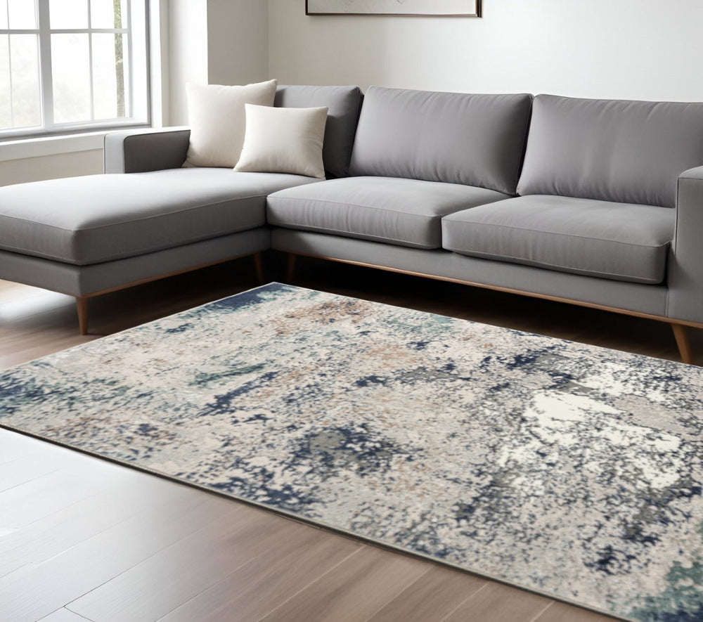 HomeRoots 7' Abstract Blue and Gray Stain Resistant Area Rug - Modern Design for Stylish, Easy Care Spaces 7' X 9' 483075