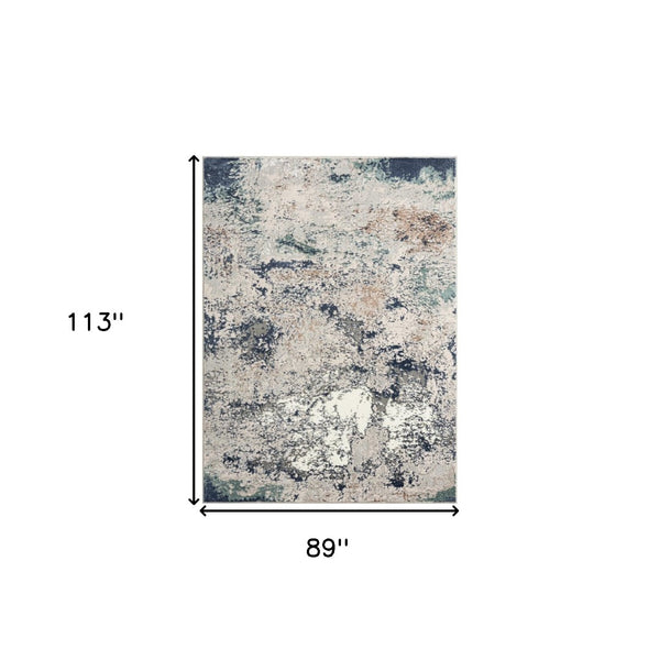HomeRoots 7' Abstract Blue and Gray Stain Resistant Area Rug - Modern Design for Stylish, Easy Care Spaces 7' X 9' 483075