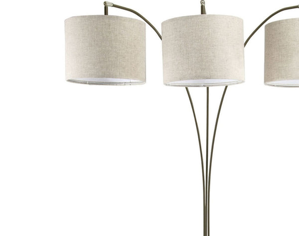 English Elm 1pc Contemporary 3-Light Floor Lamp with Brown Metal Base, Ivory Shades & Dimmer Switch, 80" tall B2741P317224