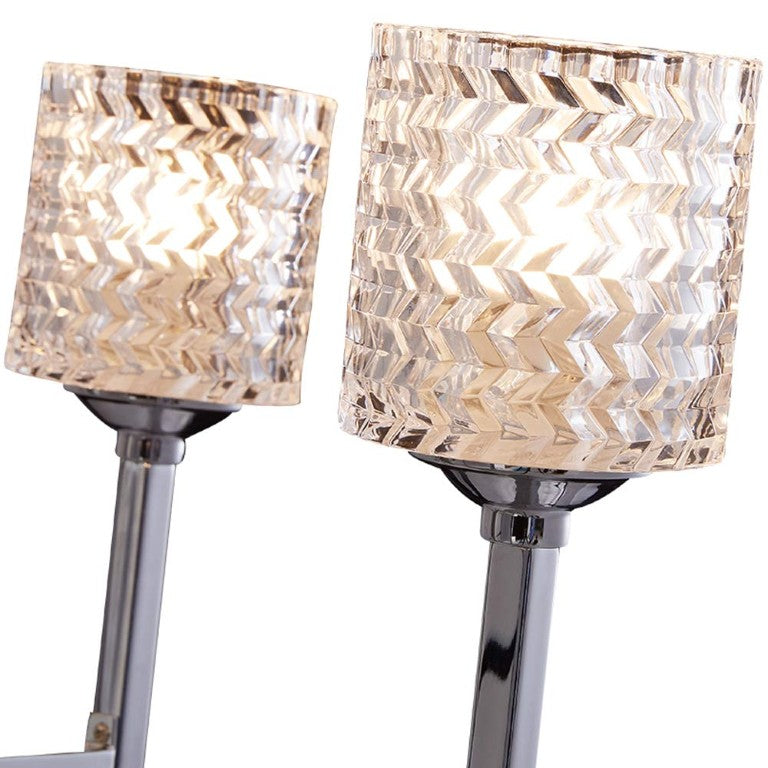 HomeRoots Silver Six Light Dimmable Chandelier with Clear Glass Shades for Elegant Dining Rooms 483111