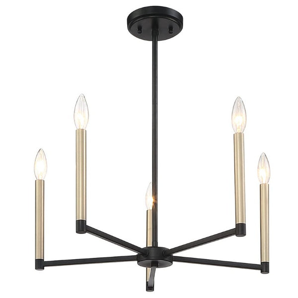 Candle Style Five Light Dimmable Metal Chandelier Elegant Glam Fixture for Dining Rooms