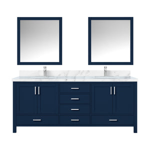 English Elm Navy Double Bath Vanity 80" W x 22" D with Carrara Marble Top, Chrome Faucet Set, 30" Mirrors, Durable Surface B2731S01060