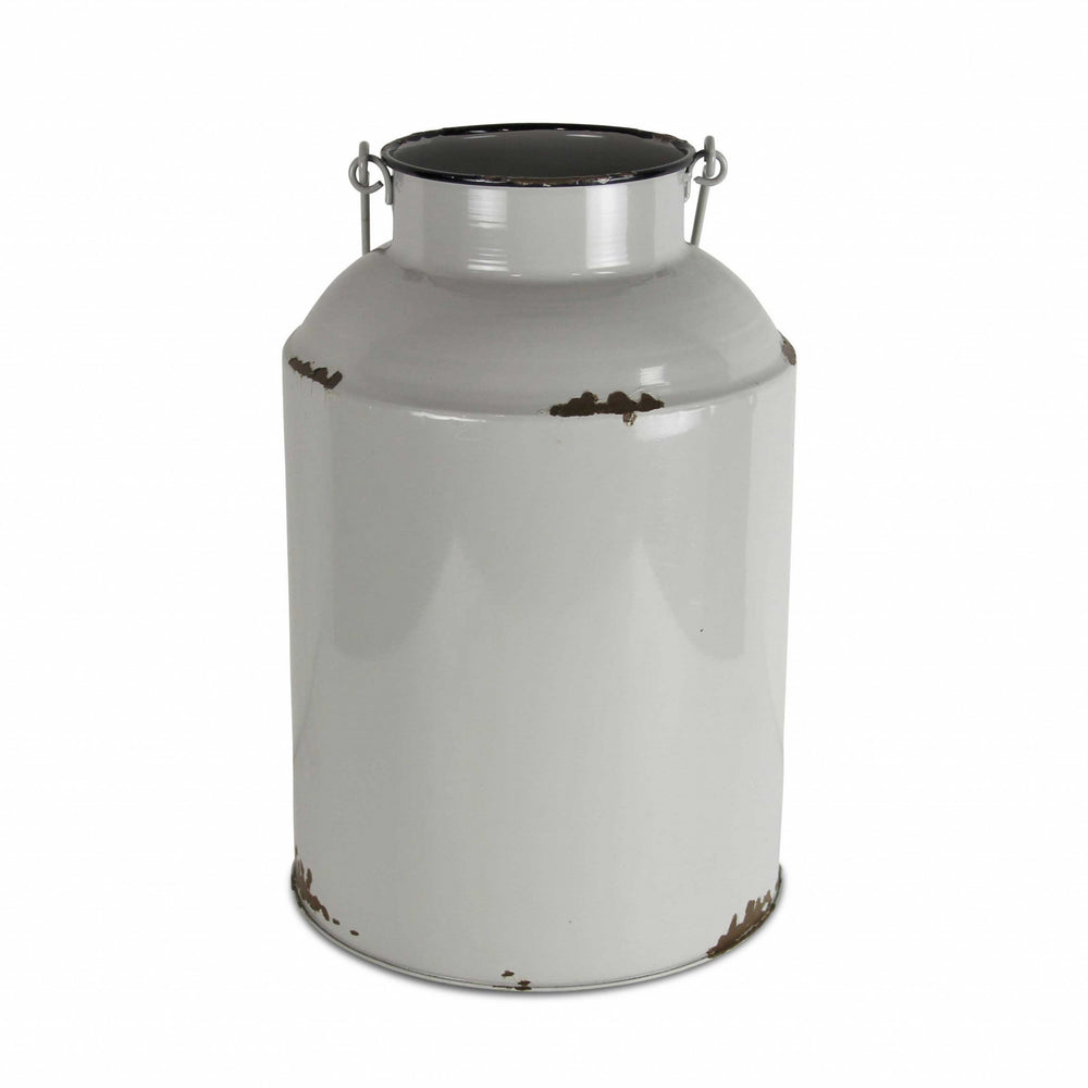 Homeroots 17" Gray Metal Jug Vase  Metal 483195