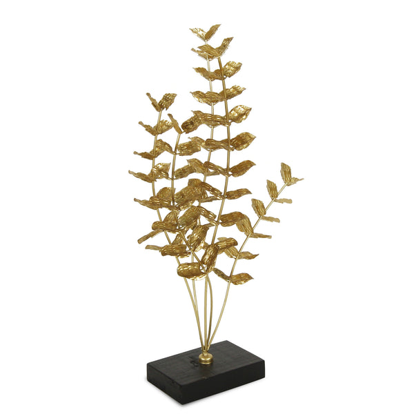 Homeroots 21" Gold And Black Metal Leaf Hand Painted Tabletop Sculpture  Metal 483271