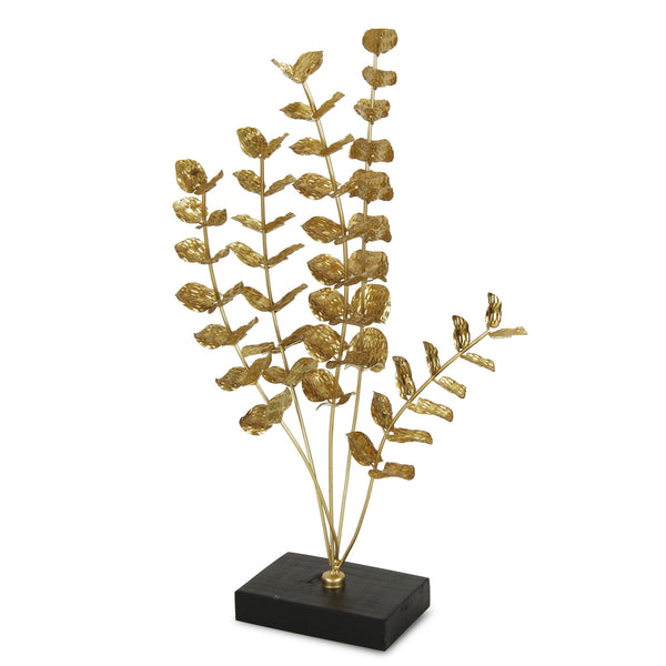 Homeroots 21" Gold And Black Metal Leaf Hand Painted Tabletop Sculpture  Metal 483271