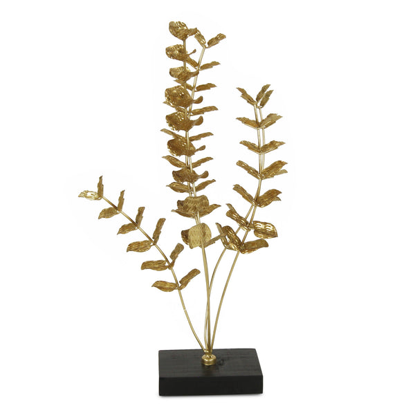 Homeroots 21" Gold And Black Metal Leaf Hand Painted Tabletop Sculpture  Metal 483271