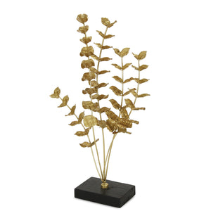 Homeroots 21" Gold And Black Metal Leaf Hand Painted Tabletop Sculpture  Metal 483271
