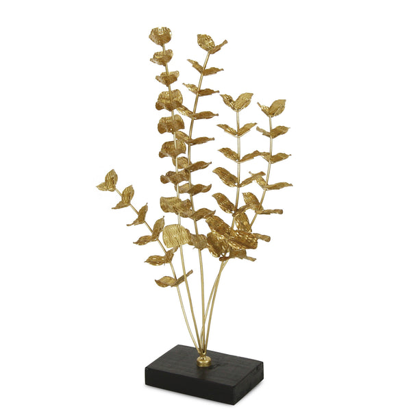 Homeroots 21" Gold And Black Metal Leaf Hand Painted Tabletop Sculpture  Metal 483271