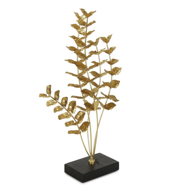 Homeroots 21" Gold And Black Metal Leaf Hand Painted Tabletop Sculpture  Metal 483271