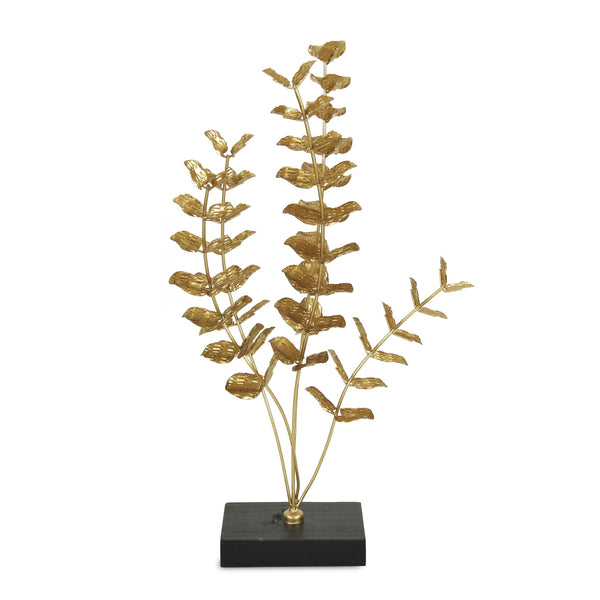 Homeroots 21" Gold And Black Metal Leaf Hand Painted Tabletop Sculpture  Metal 483271