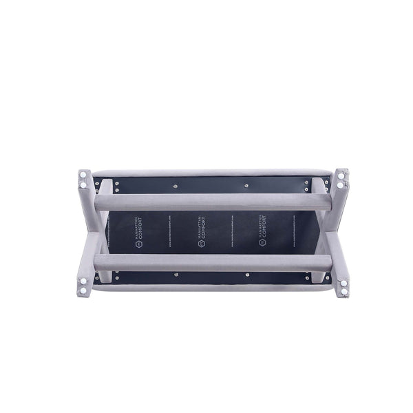 English Elm Abigail Velvet Accent Bench In Gray – Luxurious Upholstered Seating With X-Crossed Legs, Fully Assembled B365P398208