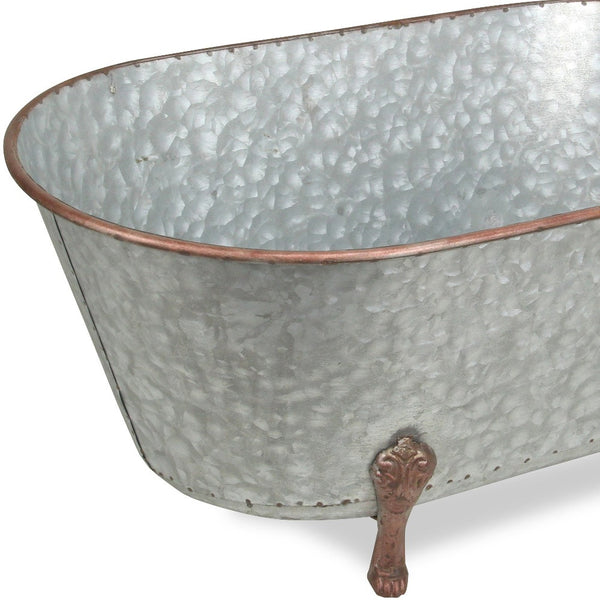 Homeroots 11" Gray Galvanized Metal Hand Painted Tabletop Sculpture  Galvanized Metal 483282