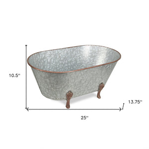 Homeroots 11" Gray Galvanized Metal Hand Painted Tabletop Sculpture  Galvanized Metal 483282