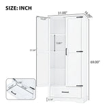 English Elm Tall Bathroom Storage Cabinet, Cabinet With Two Doors and One Drawer, Adjustable Shelf, Mdf Board, White