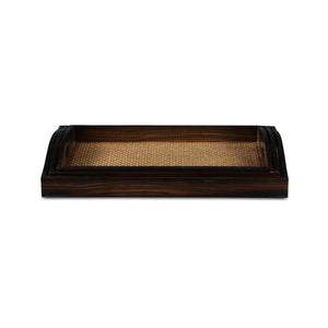 Homeroots 24" Brown Rectangular Wood Handmade Tray With Handles   483309