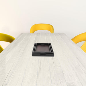 Homeroots Set Of Three 23" Brown Rectangular Faux Snakeskin Tray With Handles   483312