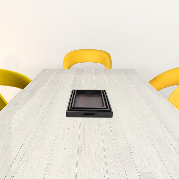 Homeroots Set Of Three 23" Brown Rectangular Faux Snakeskin Tray With Handles   483312