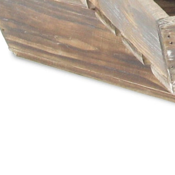 Homeroots Set Of 5 Rustic Natural Brown Wood Handmade Trays With Handles   483318