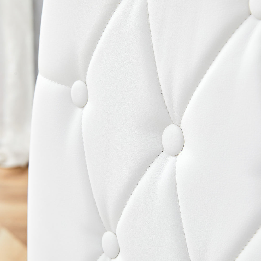 English Elm 4 white dining chairs set with gold legs, quilted PU, stud detailing, armless modern vintage style, easy assembly W1151131992