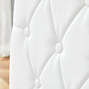 English Elm 4 white dining chairs set with gold legs, quilted PU, stud detailing, armless modern vintage style, easy assembly W1151131992