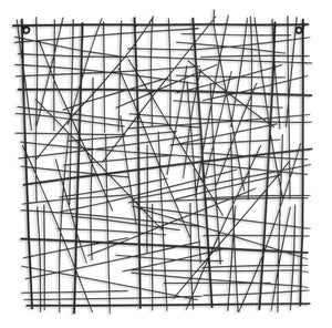 HomeRoots 32" Handcrafted Black Metal Abstract Lines Sculpture - Modern Dimensional Wall Art for Any Space 483328