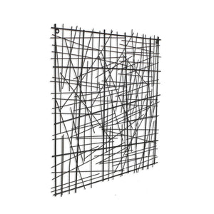 HomeRoots 32" Handcrafted Black Metal Abstract Lines Sculpture - Modern Dimensional Wall Art for Any Space 483328