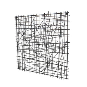 HomeRoots 32" Handcrafted Black Metal Abstract Lines Sculpture - Modern Dimensional Wall Art for Any Space 483328