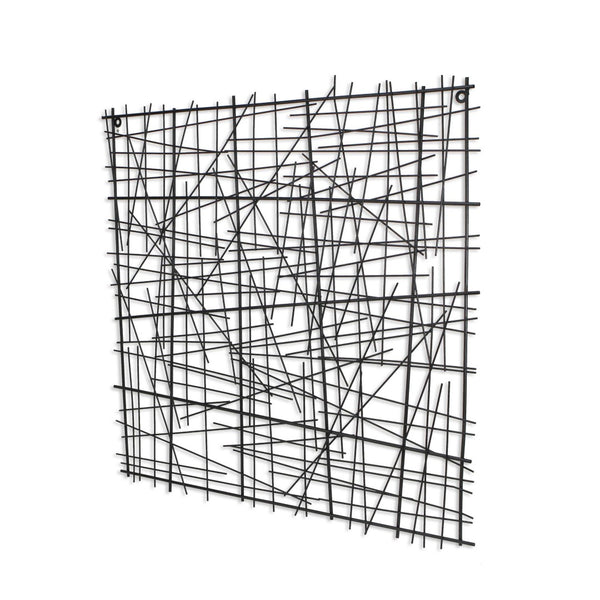 HomeRoots 32" Handcrafted Black Metal Abstract Lines Sculpture - Modern Dimensional Wall Art for Any Space 483328