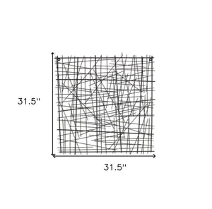 HomeRoots 32" Handcrafted Black Metal Abstract Lines Sculpture - Modern Dimensional Wall Art for Any Space 483328